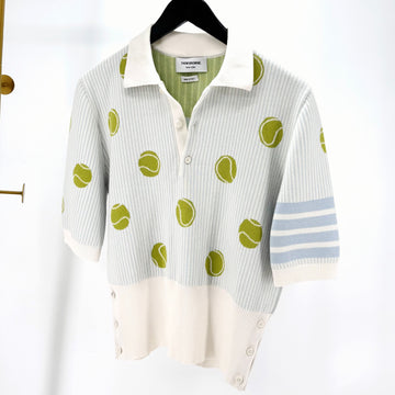 Thom Browne Tennis Stripe Polo Short Sleeve Knit 144574737
