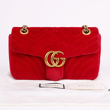 Gucci Marmont Red Suede Small Shoulder Bag 443497 144588791