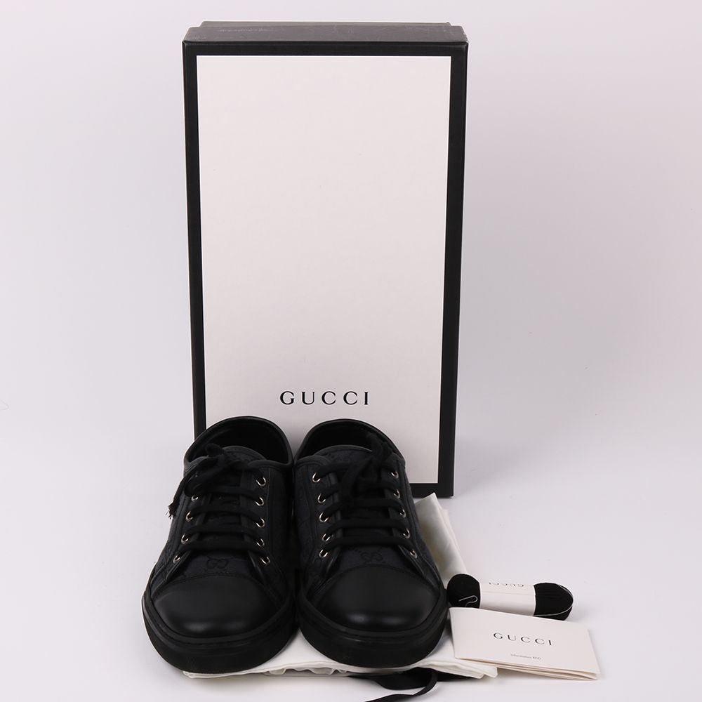 Gucci Black GG Canvas 6.5 Low Top Sneakers 426189 144591850 [P