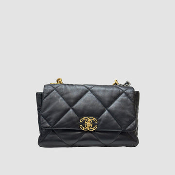 CHANEL Klassische 19 Flap Bag Large Schwarz AS1161 144645426