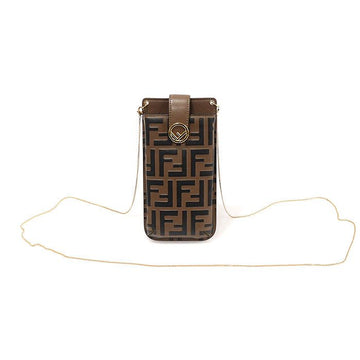 Fendi 8M0443 Brown Calfskin FF Logo Smartphone Pouch Crossbody Bag 144666912