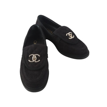 CHANEL G40027 ゴールドトーン ターンロック コーデュロイ ベルベット ローファー 36 35774Y 144670297