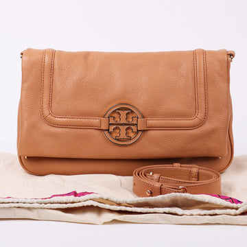Tory Burch Front Logo Beige Flap Shoulder Bag 144700537