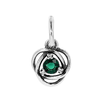 PANDORA Eternity Circle Pendant mit grünem Geburtsstein für Mai und Silber Charm 793125C05 144701949