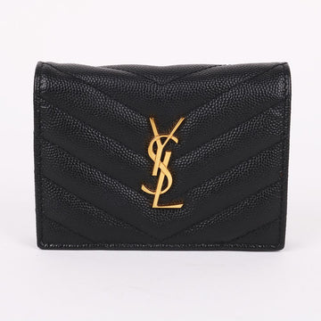 SAINT LAURENT YSL ゴールドプレート ブラック 二つ折り財布 530841 144719193