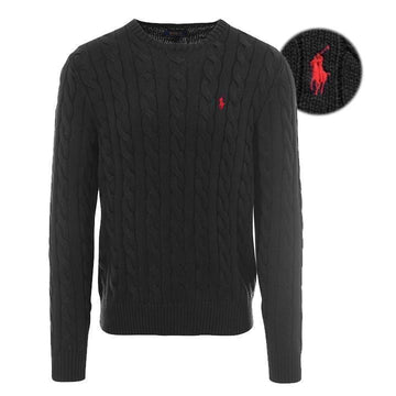 POLO RALPH LAUREN Kabelstrickpullover mit Pony-Stickerei Schwarz 710775885 012 160109590 [P]