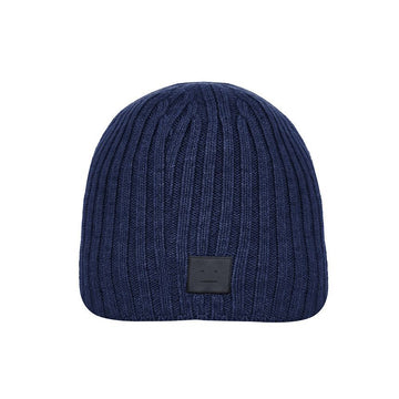 ACNE STUDIOS C40387 NAVY MELANGE Patchmütze mit Logo 144730531