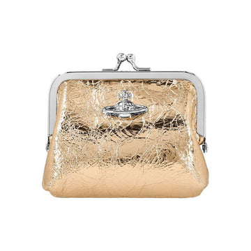 VIVIENNE WESTWOOD Metallic Crinkle Frame Purse Mini Münz Kartenetui R401 144731611