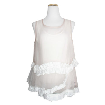 LEUR LOGETTE Beige Organza Rüschenshirt 55 144745046