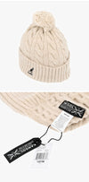 Kangol K4460SM Beige Cable Knit Pom Pom Beanie 144767895 [P]