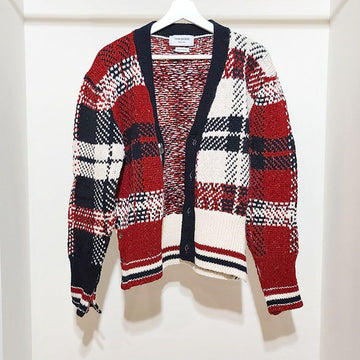 Thom Browne Donegal Tartan Stripe V-Neck Cardigan L506475 144842229