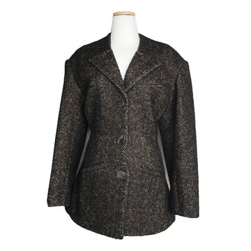 GANNI メランジブラック ヘリンボーン ジャケット 66 144914038