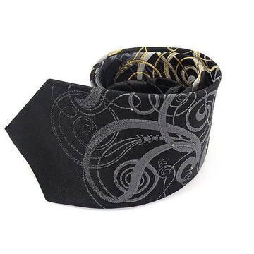 LANCETTI LHFT166BA 100% シルク ブラック キュービック デコレーション ネクタイ CO10785ETC 145012340