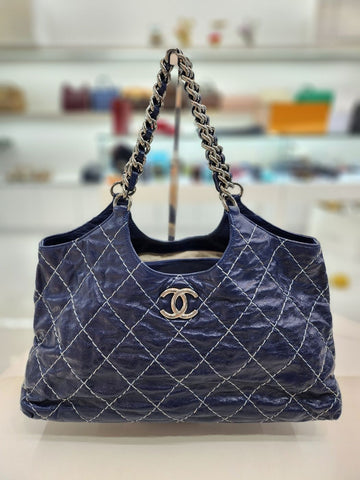 CHANEL Royal Blue Wild Stitch CC Chain Cavans Shoulder Bag 60531 145122288