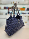 CHANEL Royal Blue Wild Stitch CC Chain Cavans Shoulder Bag 60531 145122288 [P]