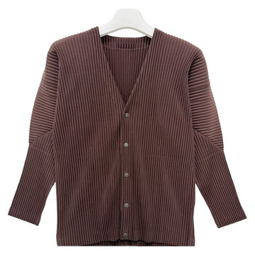 ME ISSEY MIYAKE Homme Plissé Issey Miyake Plissee V-Ausschnitt Cardigan Beige 145210125