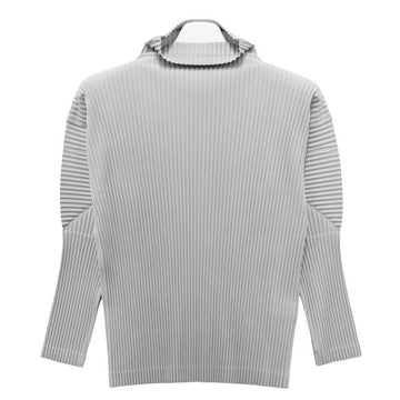 me ISSEY MIYAKE 25FW Pleats Mock Neck Long Sleeve T-Shirt Light Gray (HP58JK522 11) 145210129
