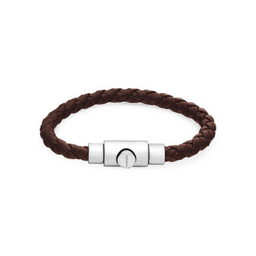 Salvatore Ferragamo Braid Small Brown Leather Bracelet 773540 703873 145239742