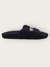 BALENCIAGA Schwarze flauschige Wave-Logo Shearling Slide Sandalen 41 145240255 [P]