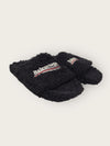 BALENCIAGA Schwarze flauschige Wave-Logo Shearling Slide Sandalen 41 145240255 [P]