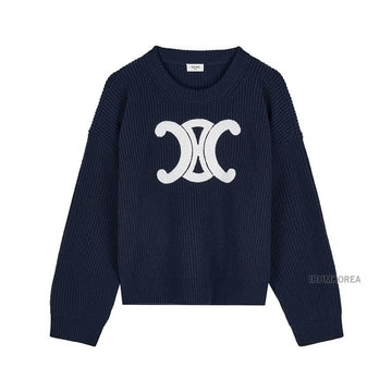 Celine Ribbed Wool Crewneck Knit 145244769