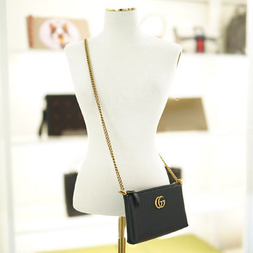 GUCCI Damen GG Marmont Kette Crossbody Tasche Schwarz Leder 779795 A7M0T 1000 145449297