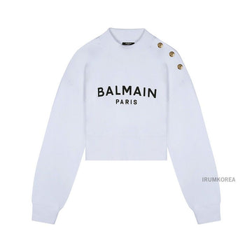 Balmain Women's Logo Print Crop Sweatshirt BF1JO040 BB02 GAB 63075868