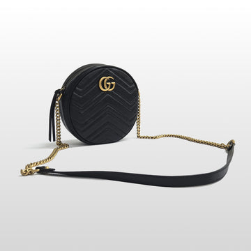 GUCCI 550154 GG Marmont Runde Mini Umhängetasche Schwarz 145456388