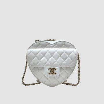 CHANEL Herztasche Large Weiß Lammleder AS3191 145506463