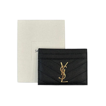 SAINT LAURENT モノグラム シェブロン ゴールド カードケース 423291 BOW01 145516343