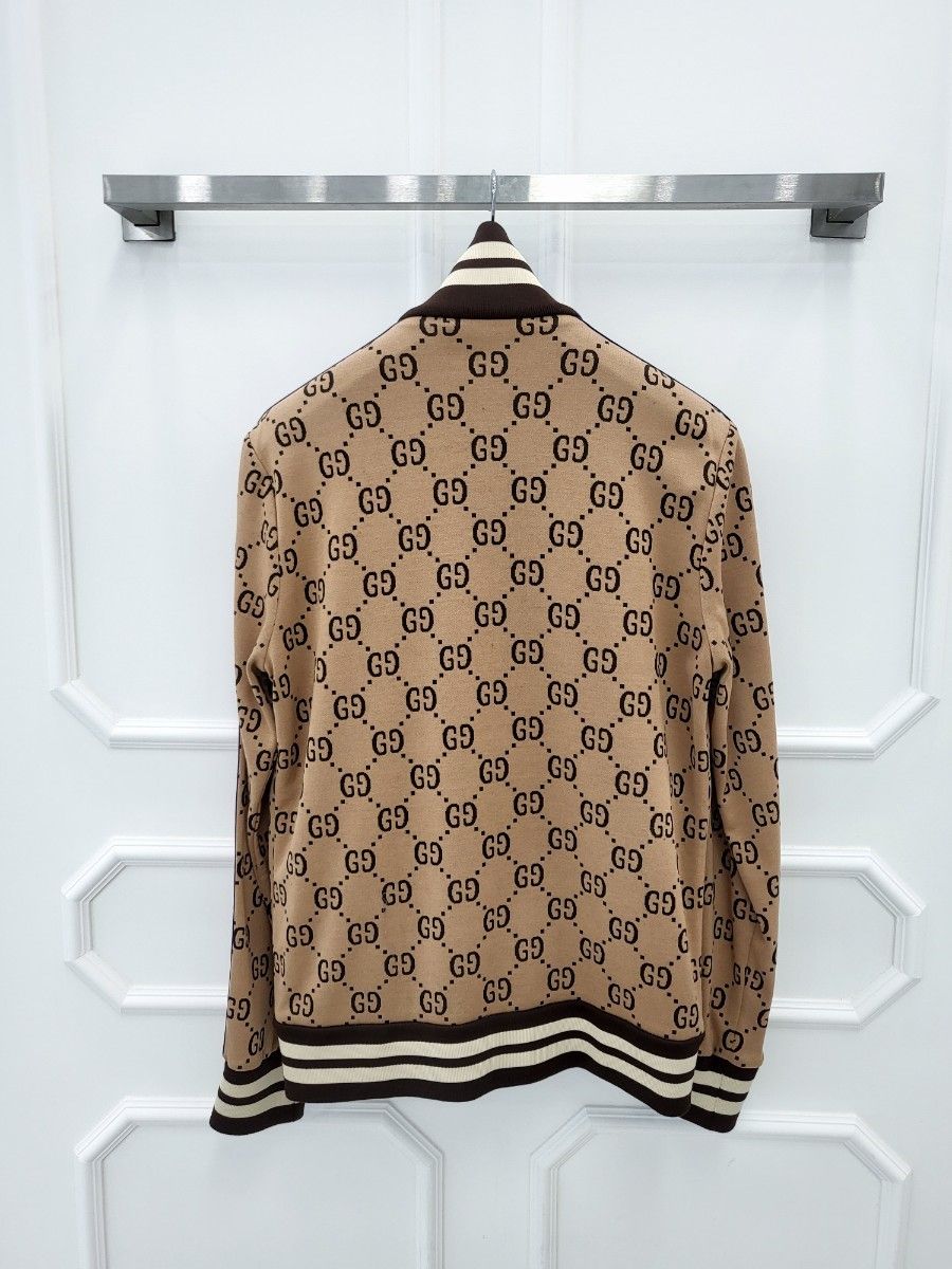 Gucci GG Jacquard Zip-Up 496919 XL Beige 145519573 – trenbe