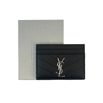 Saint Laurent Monogram Chevron Silver Card Holder 423291 BOW02 145521560