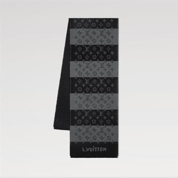 Louis Vuitton Monogram Heritage Scarf Black M96753 145562608 [P]
