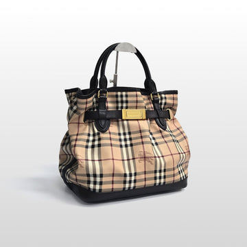 BURBERRY Heimarkt Check Braun Leder 2WAY Tote Bag 3723050 145632394