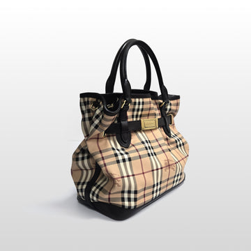 Burberry GOLDERTON Haymarket Check Brown Leather 2WAY Tote Bag 3723050 145633300