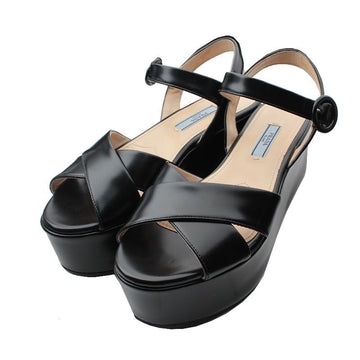 PRADA Schwarze Plattform-Wedge-Sandaletten 36 1/2 145634519