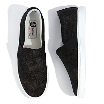 LANVIN FW SKBSL5 DUSA E15 10 グリッターベルベットスリッポン 145741796