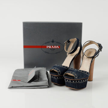 PRADA 37 Größe Studded Sandalen Heel 145698797