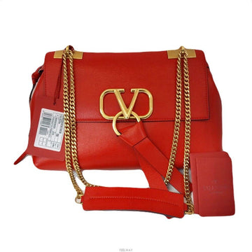 VALENTINO Roter Leder V-Ring Ketten-Umhängetasche 145817318