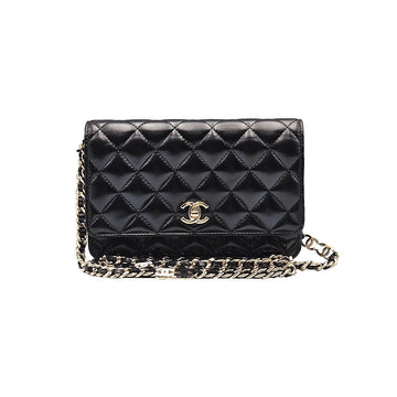 CHANEL AP3779 schwarze Lammleder WOC kleine Umhängetasche 145828800