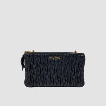 MIU MIU マトラッセ パール ミニ クロスバッグ ブラック 5BP073 145880234