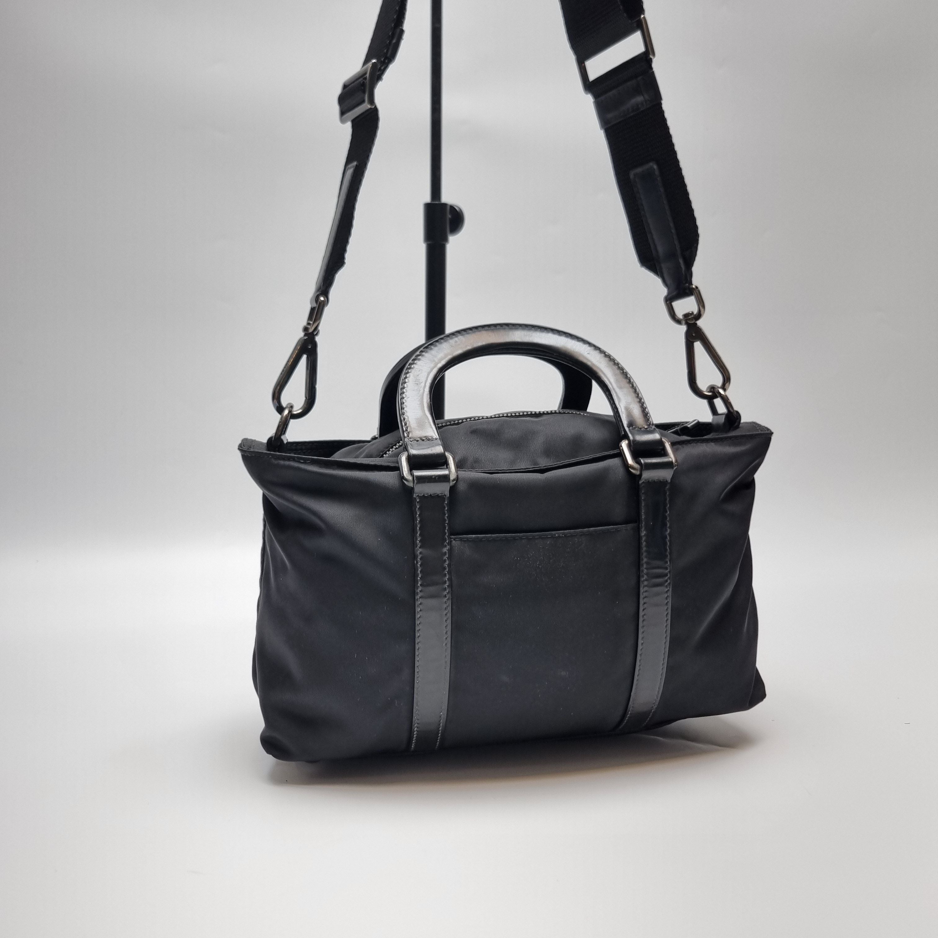 Prada Black Nylon & Leather 2WAY Tote Crossbody Bag (Removable