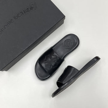 CHROME HEARTS Patch Slide Leder Slipper Schwarz 37 145896421