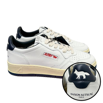 AUTRY 25FW X Maison Kitsuné Men's Medalist Leather Sneakers White Navy (AULMMK01) 145903274