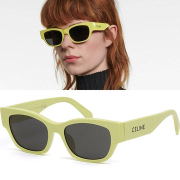 CELINE Monochrome 01 Sonnenbrille CL40197U 93A Neon Lime Grün Quadratisch Horn Rahmen 145216775
