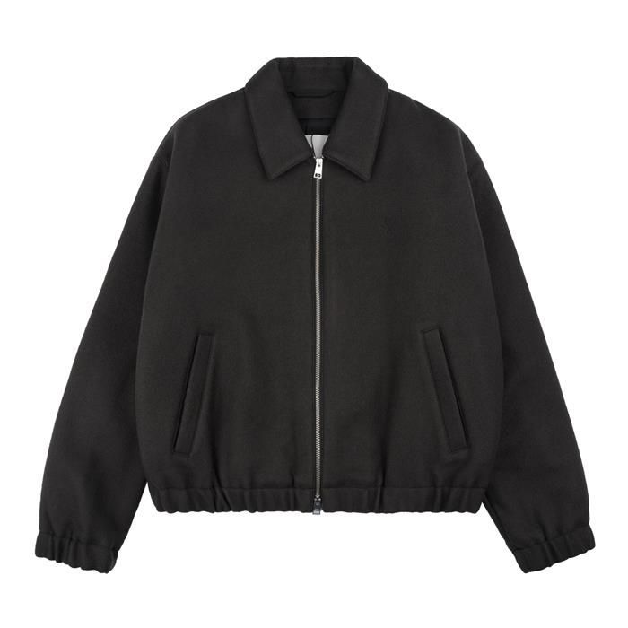 AMI Black Wool Zip Jacket 145938737 – trenbe