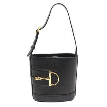 GUCCI ブラックレザー マキシ ハーフホースビット 73 スモールバケットショルダーバッグ 833665 145938844