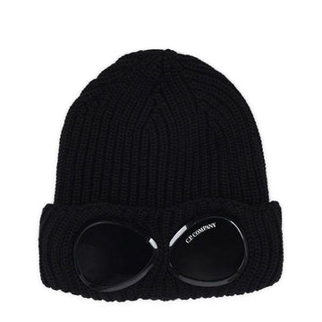 CP Company Black Merino Wool Goggles Beanie 145064370 [P]