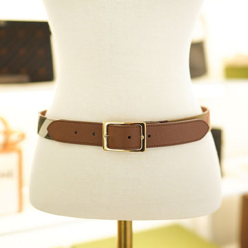Burberry Women's Reversible Canvas Leather Belt Camel Tan 80499081 145966078