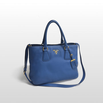 Prada VITELLO DINO TOTE BAG AND SHOULDER BAG BLUE BN2794 146048491